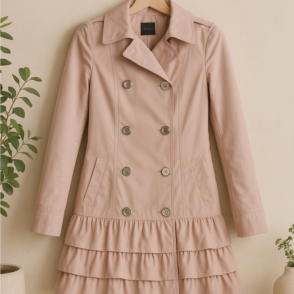 Express Womens Boutique ruffled trench coat